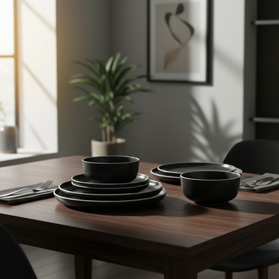 Set Vajilla Sakura Negro 6 Uds. V1818-27b 10068 Bazarnet P3 Negro Sakura