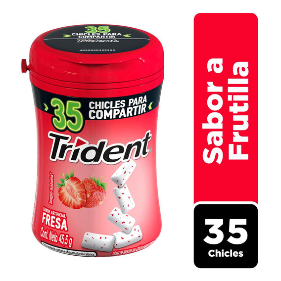 Chicle Trident® Sabor Frutilla Sin Azúcar 35 Un.