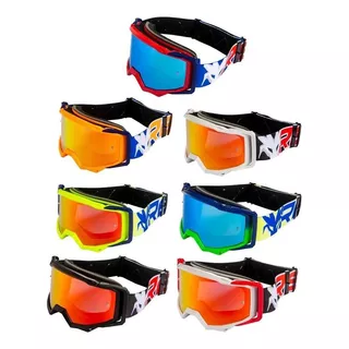 Oculos Motocros Trilha Enduro Lente Espelhada Storm Red Drag Cor Da Armação Vermelho Cor Da Lente Amarelo Tamanho Único