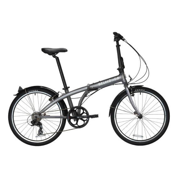 Bicicleta plegable Belmondo 7+ Rodado 24 frenos v-brakes cambio Shimano Tourney color gris mate urbana imantada