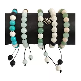 Paquete Con 5 Pulseras De Piedras Energéticas Unisex Charm