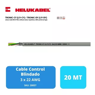 Cable Control Blindado 3x22 Awg / Helukabel / (20 Metros)