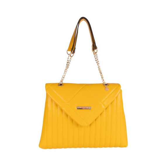 Bolsa Shoulder Nicole Lee Acolchada Con Solapa Ss22 Color Amarillo