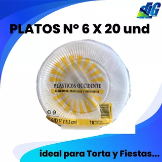 Platos Plasticos Desechable Nº 6 (fiesta, Cumpleaños, Torta)