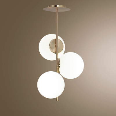 Lampara De Techo 3 Luces Best Dorado Globo Opal Apto Led