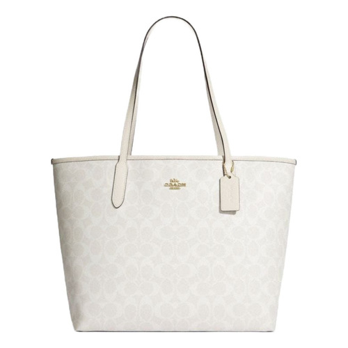 Bolsa City Tote In Signature Canvas Coach 5696 Blanco