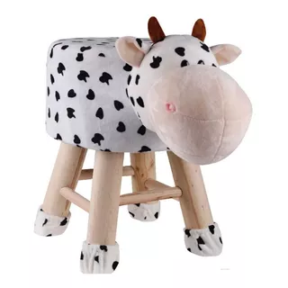 Puff Banquito Sillita Animalitos Infantil Con Funda Vaca