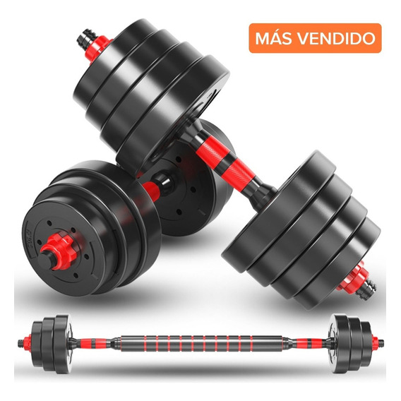 Mancuernas Pesas 40kg 80lb Antideslizante Termoforradas Barr Color Negro/Rojo