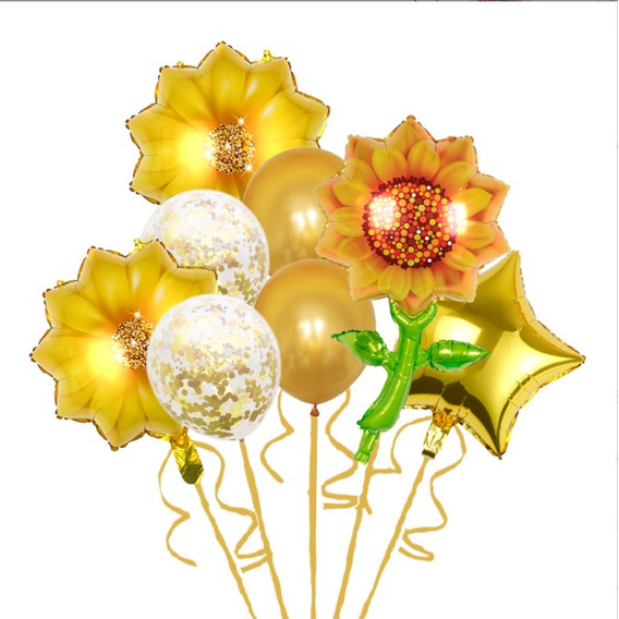 Globos Girasol Flores Fiesta Decoraciones Cumpleaño 8pcs