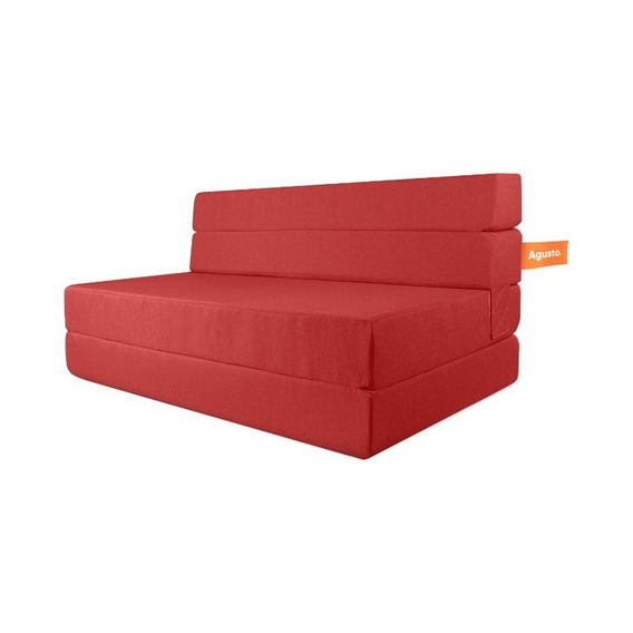 Sofa Cama Doble Agusto ® Sillon Plegable Matrimonial Colchon Color Rojo