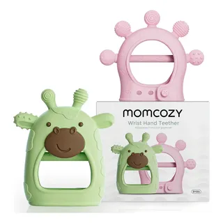 Momcozy 2pzs Silicona Mordedores Para Bebés 0 A 12 Meses Color Verde Green And Pink
