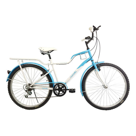 Bicicleta Vintage Parrilla Porta Anfora Urbana 6 Vel Rod 26 Color Azul