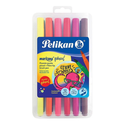 Marcador Pelikan Markana Pincel Para Lettering Brush Pen Color Brillantes