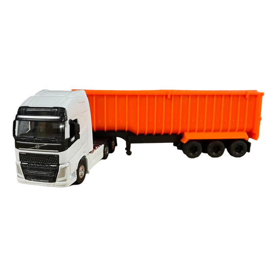 Camion Volvo Welly Con Batea Naranjo Escala 1:64