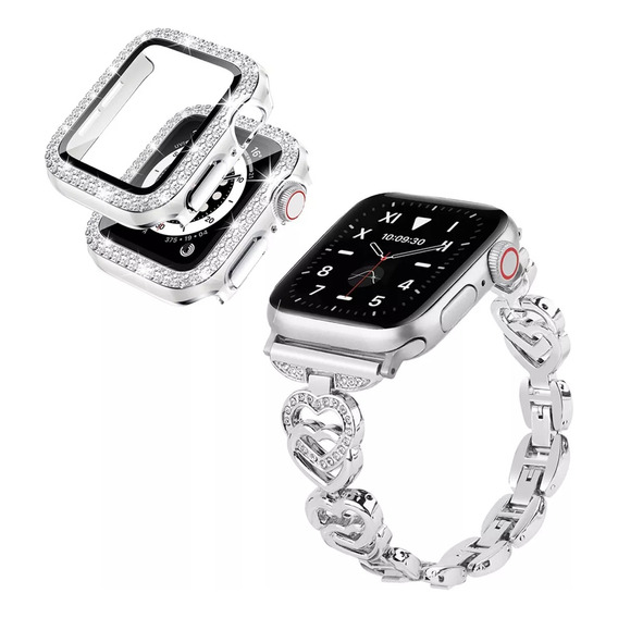 Apple Watch Mujer Elegante Caja Y Pulsera De Diamantes