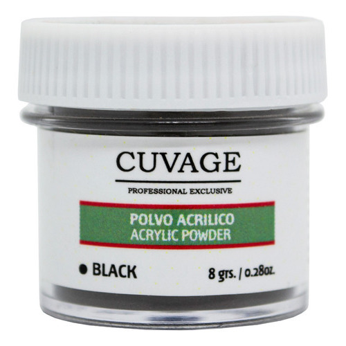 Cuvage Polvo Acrílico Polímero Pigmentado Color Uñas  X1 Color Black 8grs