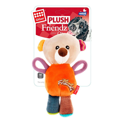 Juguete Perros Peluche Gigwi Plush Friendz Bear Con Sonido Color Naranja Diseño Oso