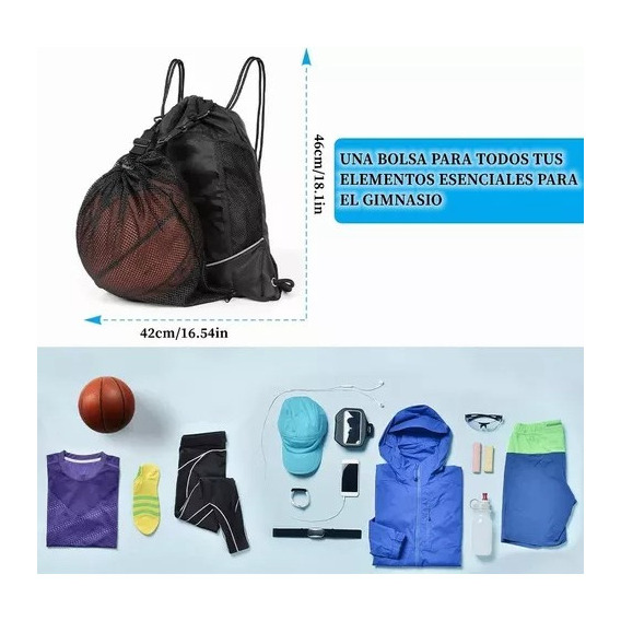 Mochila De Fútbol Plegable De Malla Desmontable Comfort Color Negro