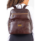 Mochila Feminina Grande Em Couro Liso Zooey Cor Marrom