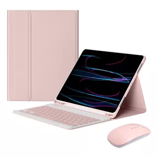 Caixa Protetora Para Samsung Tab A7 10.4 T500 / T505 Cor Sakura Pink + Pink Keyboard + Pink Carregamento Bluetooth Mouse