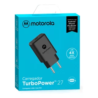 Carregador Turbo Power Motorola 27w Sem Cabo Usb Preto