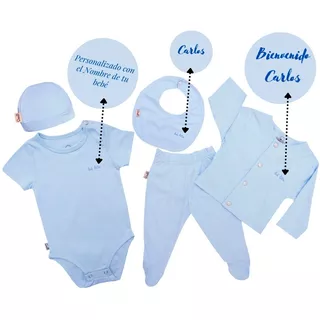 Set Bebe Personalizado Par Salir Hospital Bienvenida Algodón