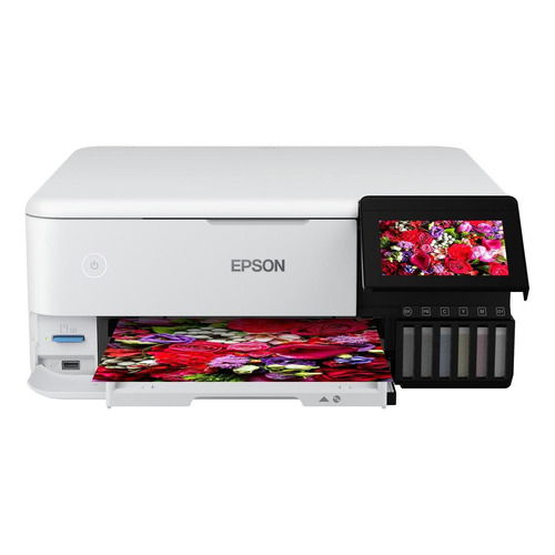 Impresora a color multifunción Epson EcoTank L8160 con wifi blanca y negra 220V