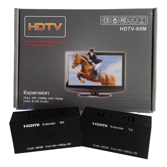 Extensor Hdmi 60 Metros Utp Rj45 Full Hd 1080p Cat5e/6