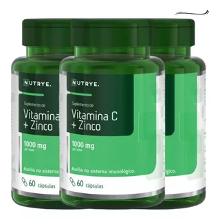 Kit 3x Vitamina C Vit C 1000mg Ácido Ascórbico 180 Capsulas