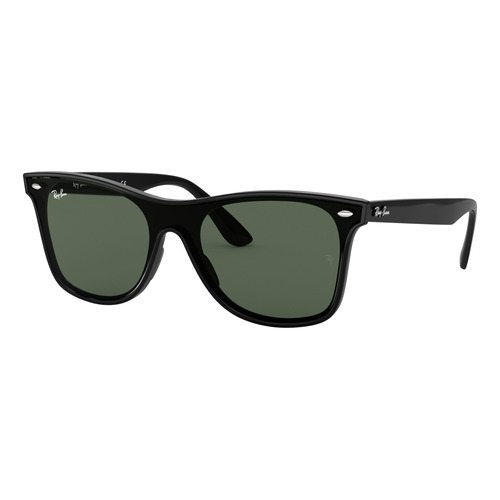 Anteojos de sol Ray-Ban Wayfarer Blaze Large con marco de nailon color gloss black, lente green clásica, varilla gloss black de nailon - RB4440N