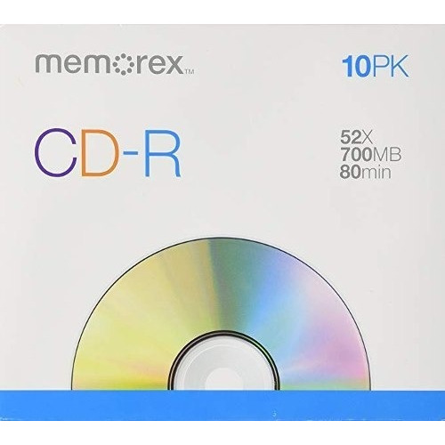 Disco virgen CD-R Memorex de 52x por 10 unidades