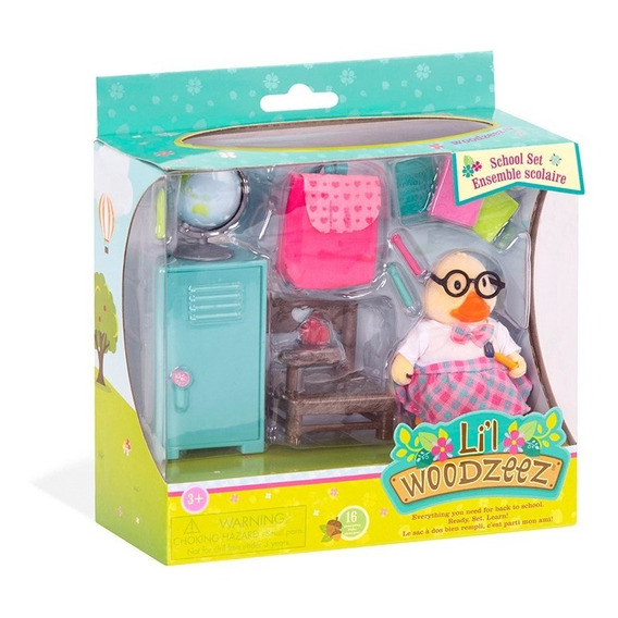 Lil Woodzeez 6540 Set Juego Escolar Con Figura Maestra Pata