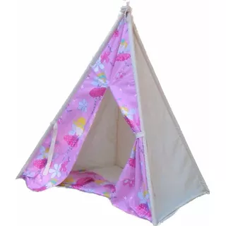 Tipi Teepee Grande Rosa Con Tapete Para Niñas