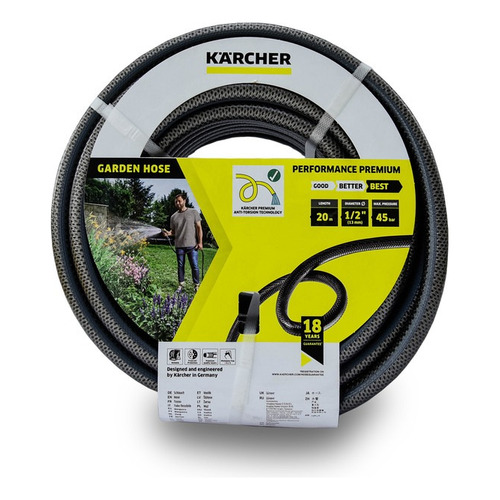 Manguera Karcher 1/2 '' De 20 Metros Pvc Anti Torsion Negro