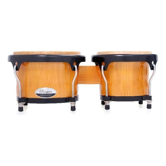 Bongos Parquer Custom Madera Natural Aro Negro 7 Y 8.5 C