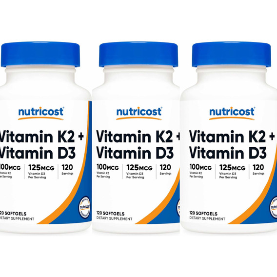 Vitamina D3 + K2 Mk7 5000iu 100mcg 360 Capsulas Blandas Usa