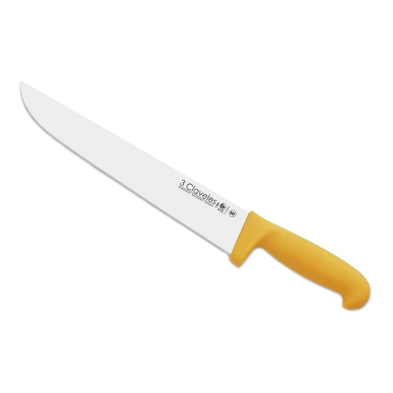 Cuchillo Carnicero Tres Claveles Mango Plast Amarillo 25 Cms