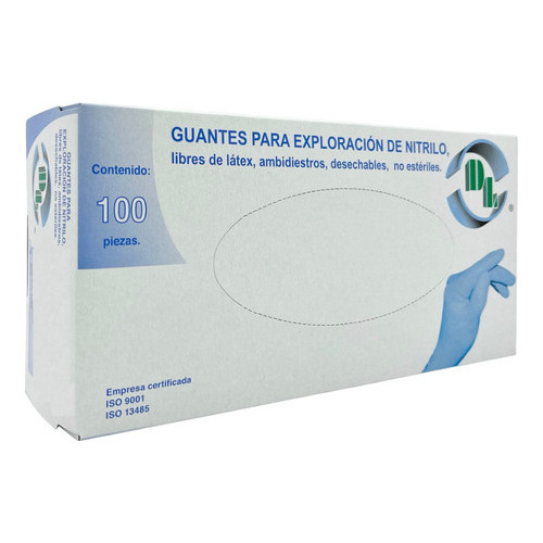  DL Exploración de nitrilo Guantes descartables estériles talle M con polvo x 100 unidades