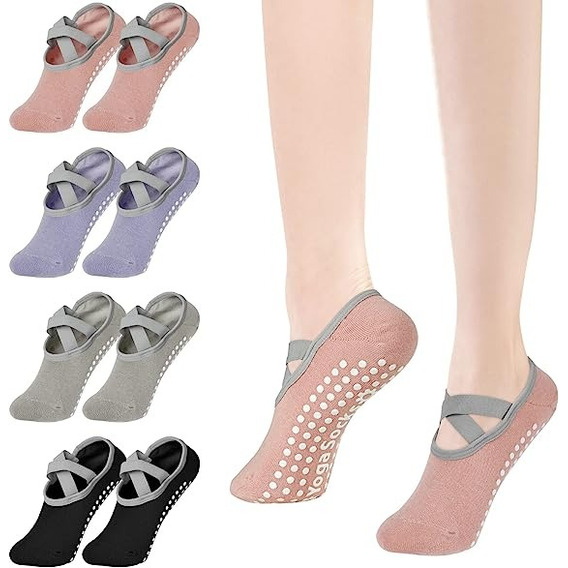 Calcetines Antideslizantes Yoga Pilates Set 4 Pares