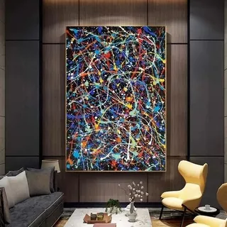 Quadro Decorativo Sala Tela Pollock Artista Plástico 