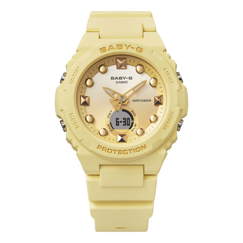 Reloj Mujer Casio Bga-320-9adr Baby-g Color De La Correa Amarillo Color Del Bisel Amarillo Color Del Fondo Amarillo