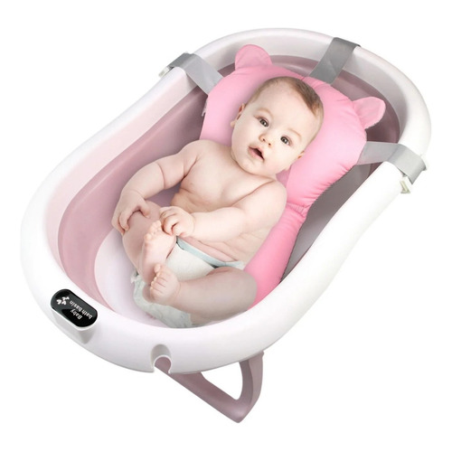 Nap- Tina Plegable Para Bebé + Cojín Antideslizante Color Rosa Liso