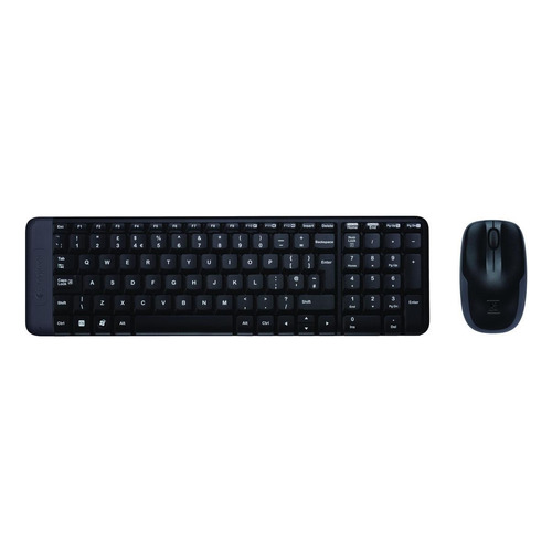 Kit de teclado y mouse inalámbrico Logitech MK220 Español Latinoamérica de color negro