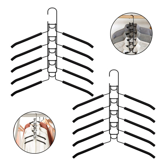 2pk Ganchos De Ropa Multifuncionales Antideslizantes De 5en1