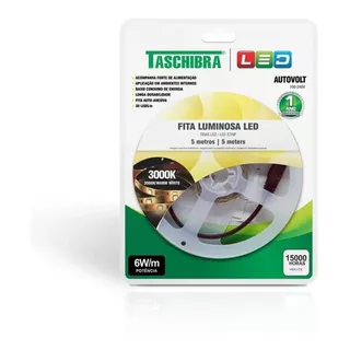 Fita De Led Taschibra Bivolt 6w 5m 3000k