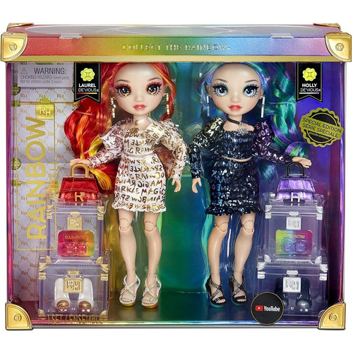 Set 2 Muñecas Rainbow High Laurel Y Holly De'Vious Fashion 3+