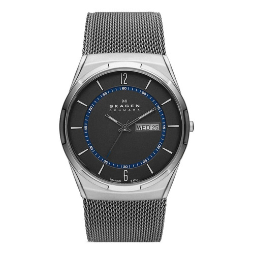 Reloj pulsera Skagen Melbye con correa de acero inoxidable color plateado - fondo gris
