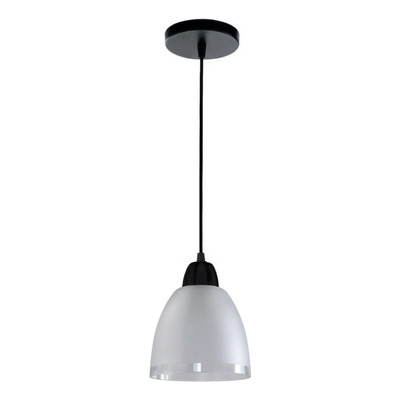 Colgante 1 Luz Vidrio Borde Transparente 15cm Negro Apto Led
