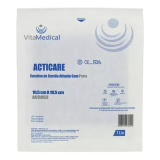 Acticare Carvao Ativado Com Prata 10,5 X 10,5 Cm Cx 10 Unids