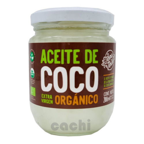 Aceite De Coco Terra Verde 200 Ml Orgánico Extra Virgen